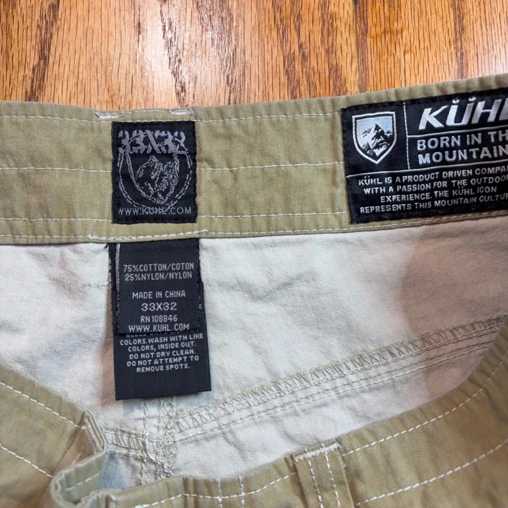 Kuhl Revolvr Pants Mens 33x32 Tan Hiking Outdoor Uberkuhl Articulated Knee FLAW - Picture 6 of 14